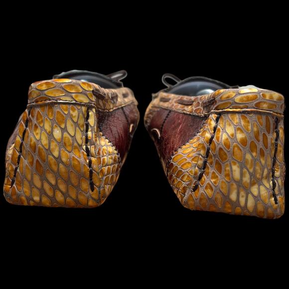 KENZIE Diva Women Sz 8.5 Moccasins Animal Snakeskin Patchwork Flats Loafer Shoes - Picture 8 of 16